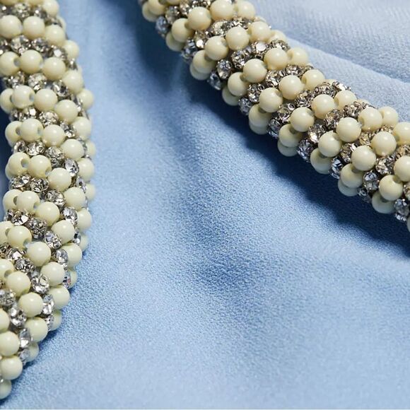 NWT SIMKHAI Katharine Embroidery Cut-out Mini Dress French Blue Size 4 - Picture 15 of 16